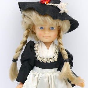 Vintage 1950s Fully Jointed Vinyl Doll Rooted Hair Folk Art Doll