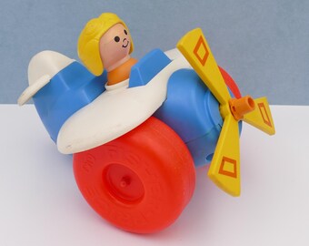ヴィンテージ 1980 フィッシャープライス 回転プロペラ付き 引っ張る 