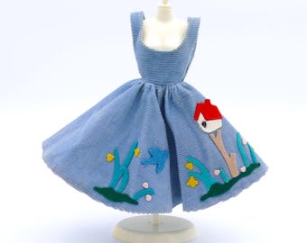 Vintage 1960 Barbie Friday Night Date Outfit #979 Dress Blue