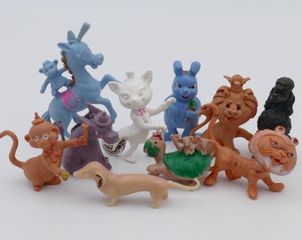 Set of Ten 1950's Plastic Comical Anthropomorphic Animal Figurines