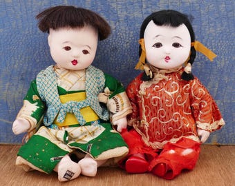 市松人形 日本製 ヴィンテージ ハンドメイド アートドール 胡粉と