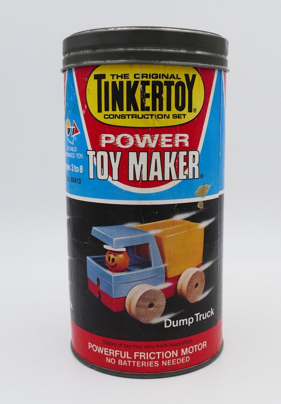 Vintage 1979 the Original Tinkertoy Construction Set Power Toy Maker Dump Truck Original Canister CBS Toys Etsy UK