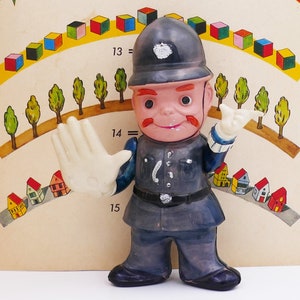 Vintage 1940&#39;s Japan Big Hand Traffic Controller Police Man Celluloid Figurine