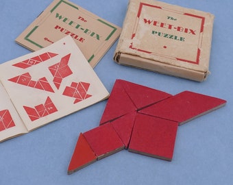 Vintage 1940's Weet Bix Puzzle Tangram Brain Teaser Original Box Advertising Promo Product