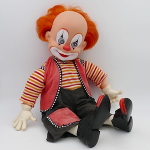 Vintage 1960&#39;s Large Rubber-head Clown Doll Basa Industria Peruana