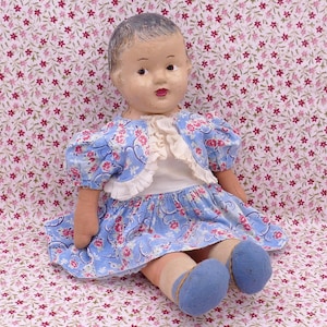 Antique Early 20th Century Composition Cloth Doll