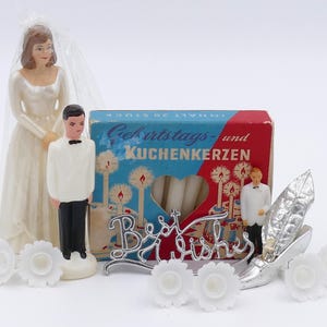Vintage Mid-Century Bride Groom Wedding Day Cake Toppers Cake Décor Cake Decorations Vintage Homeware