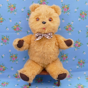 Vintage 1970&#39;s Jointed Plush Teddy Bear Soft Toy