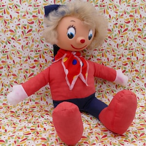 1970&#39;s Vintage Large Enid Blyton Toyland Noddy Rubber Head Soft Toy Doll