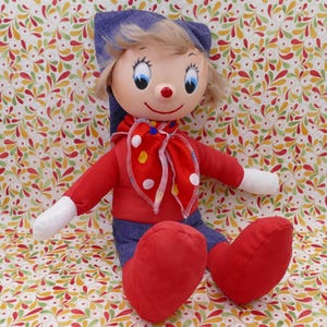 1970&#39;s Vintage Large Enid Blyton Toyland Noddy Rubber Head Soft Toy Doll
