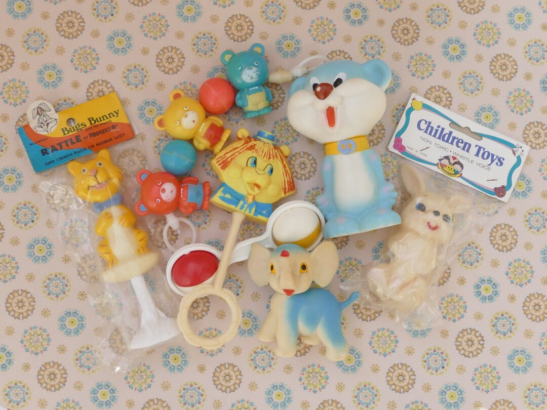 1960's Vintage Baby Toy Squeaky Toy Rattle Lot Etsy