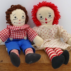 1990&#39;s Raggedy Ann Raggedy Andy Dolls Rag Dolls