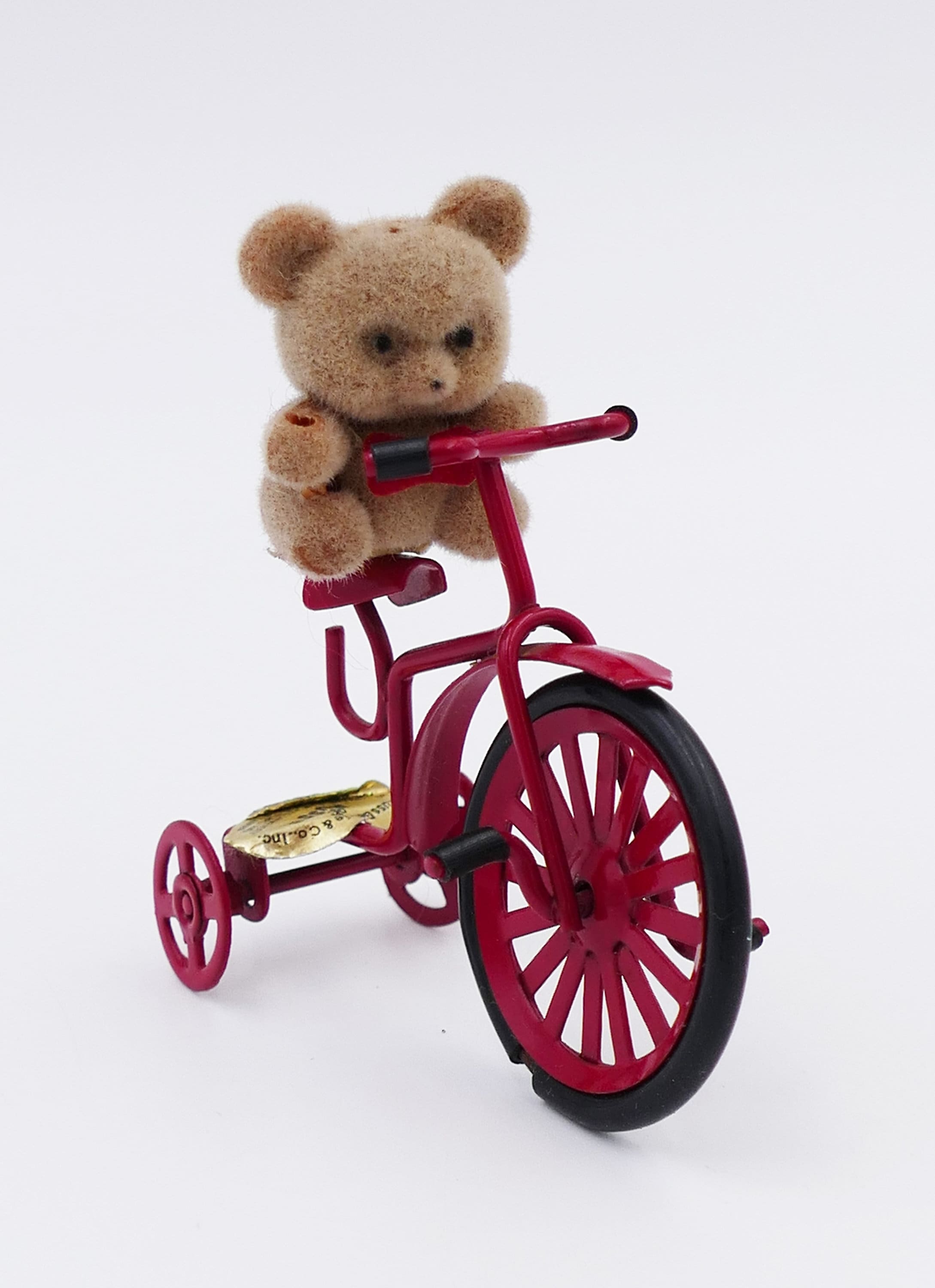 1980's Flocked Miniature Teddy Bear Metal Novelty Toys Russ Berrie