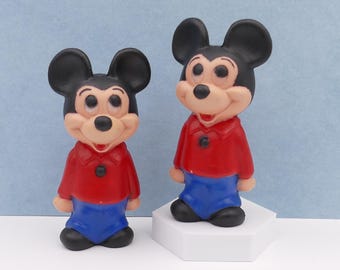 Pair of Vintage Disney Mickey Mouse Character Toy Figurines Hong Kong