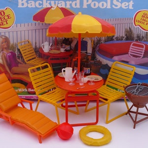 1984 Fashion Doll Backyard Pool Set Play Set Fashion Doll Furniture Arco Industries Original Box