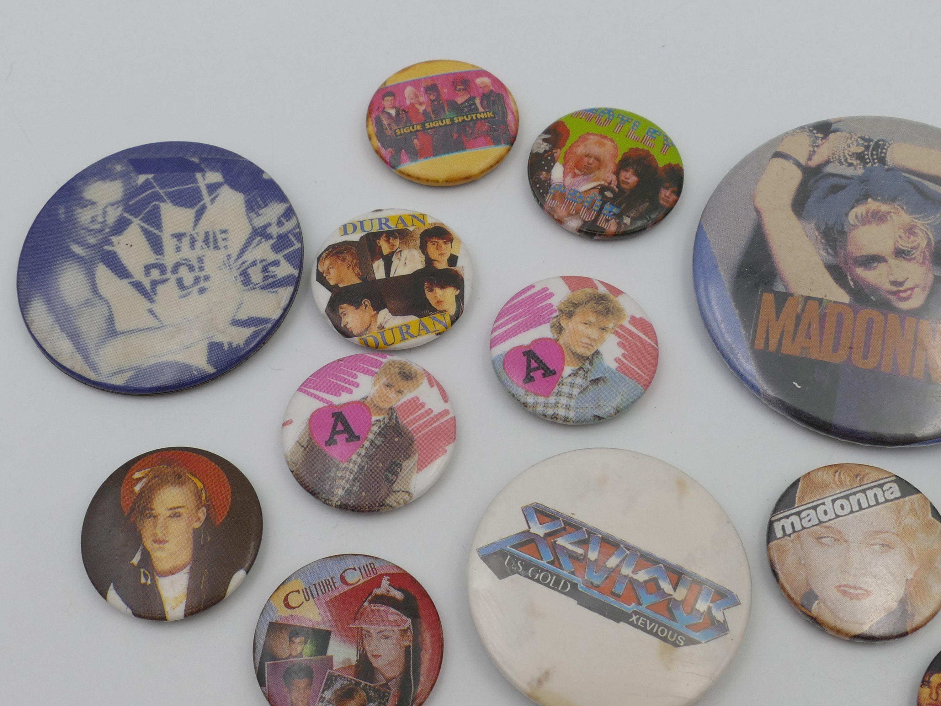 Vintage 1980's Pop Rock Punk Music Pin Badges Buttons Pins