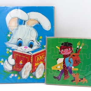 Pair of Vintage 1960&#39;s Children&#39;s Board Jigsaw Puzzles