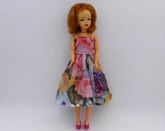 Chemisier Vintage Poupée Tammy - Rayures Roses Et Blanches - Années 60 - TBE