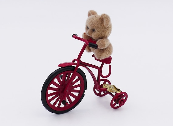 1980's Flocked Miniature Teddy Bear Metal Novelty Toys Russ Berrie