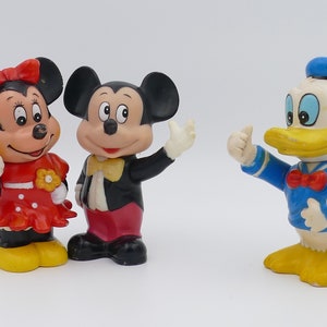 Trio 1980's Vintage Walt Disney Character Donald Duck Minnie Mouse Mickey Mouse Savings Banks Piggy Banks Coin Banks Korea