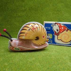 Tin Litho 1970's Wind-up Snail Crawler Original Box image 5