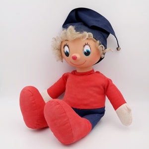 1970&#39;s Vintage Large Enid Blyton Toyland Noddy Rubber Head Soft Toy Doll