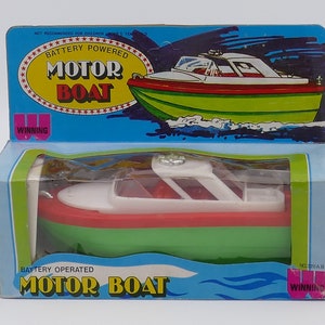 Vintage Battery Powered Motor Boat Original Packaging NRFP Hong Kong
