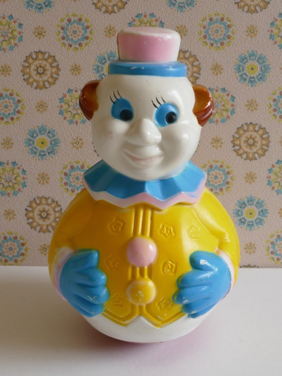 1960's Vintage Roly Poly Chime Rattle Clown Baby Toy Baby Décor -   Canada
