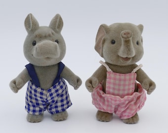 Giocattolo vintage degli anni '80 della serie Forest Families: Asino, Elefante e MC