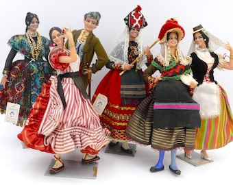 Vintage spanische Marin Chiclana Volkskunst Kostüm Puppen - Option auswählen