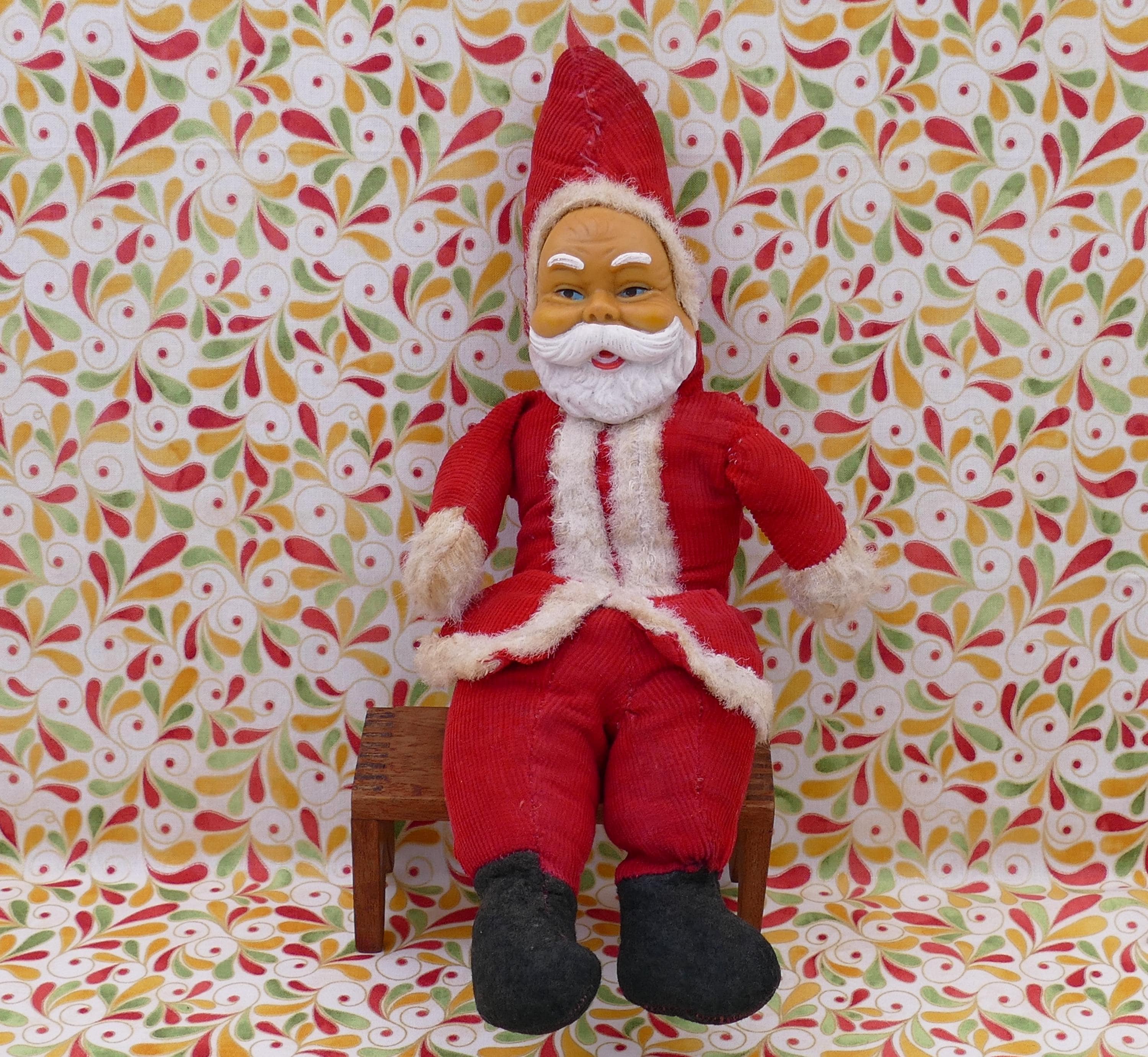 1950's Rubber Face Santa Claus Father Christmas Soft Toy Doll