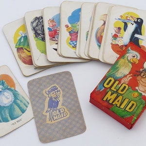 1950's Old Maid Playing Card Game Complete Original Box Tower Press