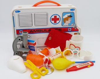 Vintage Ambulance Doctor's Case Playset Hospital Nurse First Aid
