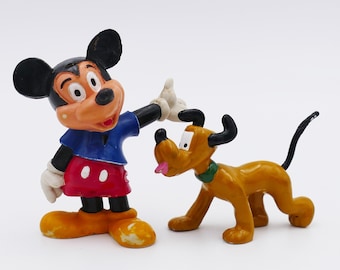Vintage 1980's Walt Disney PVC Figurines Mickey Mouse Pluto