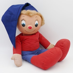 1970&#39;s Vintage Large Enid Blyton Toyland Noddy Rubber Head Soft Toy Doll