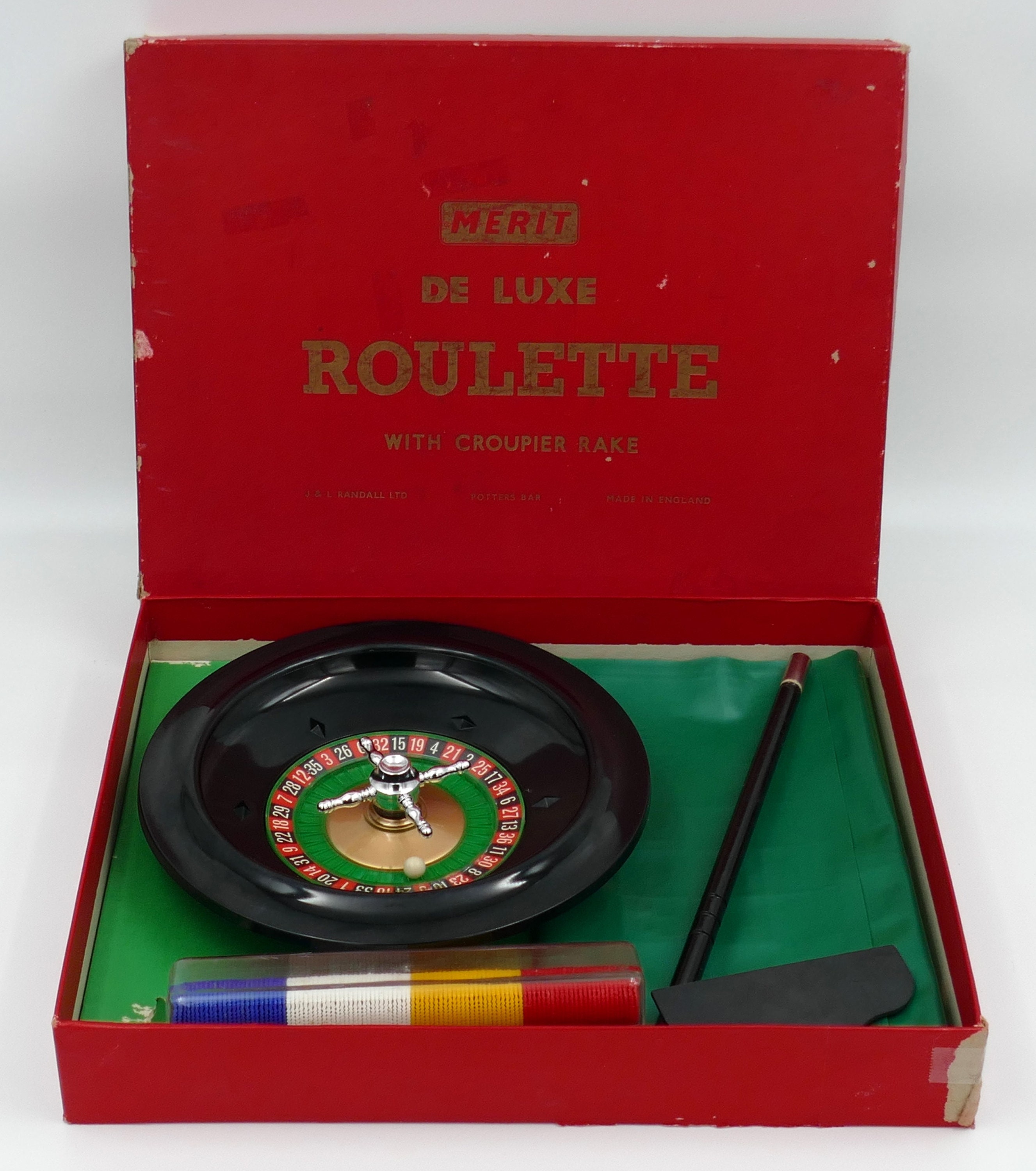 1950's Merit De Luxe Roulette Croupier Rake England Original Box