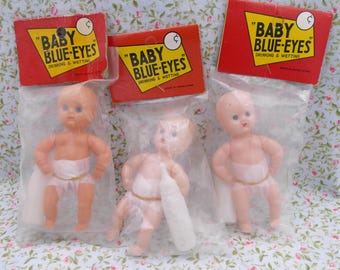 Bonecas Baby de Olhos Azuis Vintage dos Anos 1960, Embalagem Original de Hong Kong - Escolha a sua opção