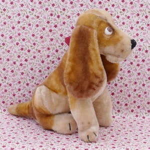 Vintage jaren 1970 Steiff Mohair Hush Puppy Basset Hound Dog beeldje knuffeldiertje