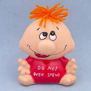 Vintage Cartoon Do Not Over Spend Promotional Piggy Bank Money Box Coin Bank Savings Bank Penny Bank