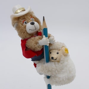 Pair of 1980&#39;s Cowboy Sheep Pencil Huggers