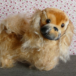 1950&#39;s Steiff 7,5&quot; Peky Pekingese Dog Mohair Figurine Collectible Steiff Germany