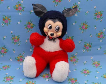 Vintage des années 1960 Visage en caoutchouc Walt Disney Mickey Mouse personnage peluche Yoshi Pet Japon