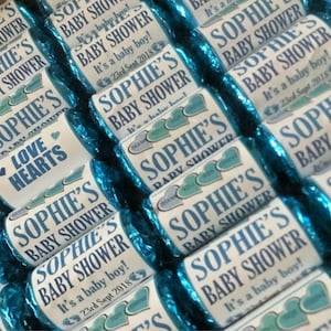 Personalised Love heart Sweets - Favours for Baby Shower or Gender Reveal Vegan