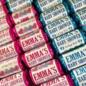 Dulces personalizados para baby shower, revelación de género, fiesta de amor, corazón, niño y niña