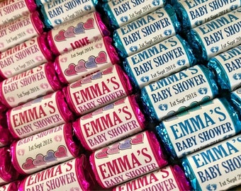 Personalised Baby Shower Gender Reveal Cute Party Love Heart Sweets Favours Boy Girl