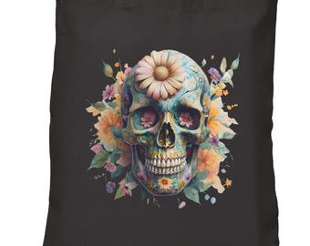 Day of the Dead Sugar Skull Cotton Canvas Tote Bag