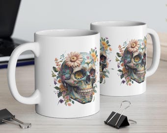 Dia de los Muertos Sugar Skull Coffee Cup, Day of the Dead Coffee Mug, Sugar Skull Coffee Lovers Gift, Gift for Goth
