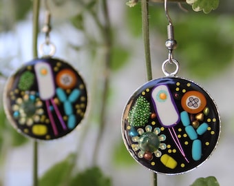 Microbe Earrings (BLACK) - Biology Earrings, Biology Jewellery, Science Jewellery, Science Gift, Handmade, Gift for Teacher, Microbiology