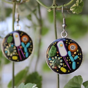 Microbe Earrings (BLACK) - Biology Earrings, Biology Jewellery, Science Jewellery, Science Gift, Handmade, Gift for Teacher, Microbiology