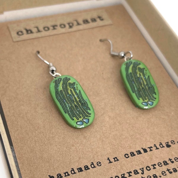 Chloroplast Earrings - Plant Scientist, Science Jewelry, Science Gift, STEM, Researcher Gift, Organelle, Plant lover